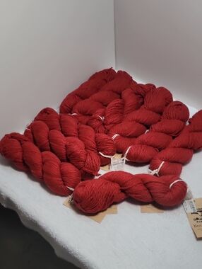 Juniper Moon Farm Hand-Dyed Red Yarn - 10 Skeins - NWT